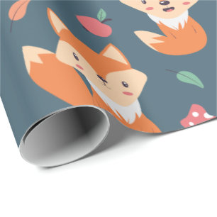 Cute Oranje Fox Animal Pattern Cadeaupapier