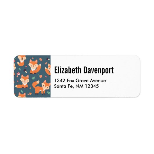 Cute Oranje Fox Animal Pattern Etiket (Voorkant)