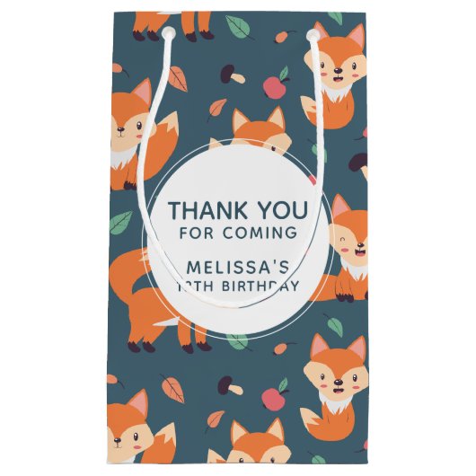 Cute Oranje Fox Animal Pattern Hartelijk dank Klein Cadeauzakje (Voorkant)