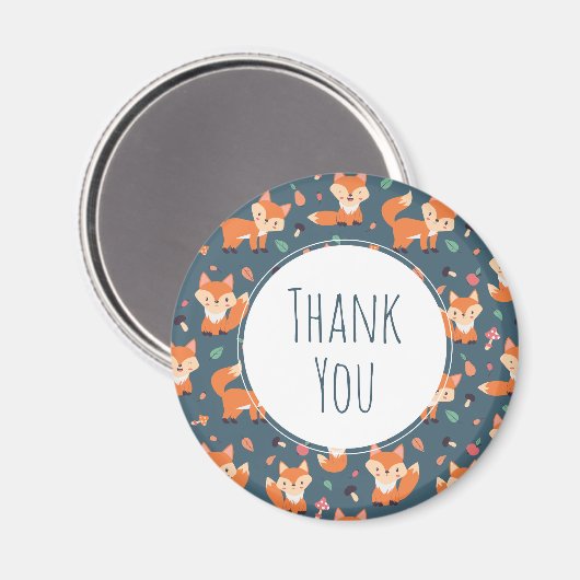 Cute Oranje Fox Animal Pattern Hartelijk dank Magneet (Voorkant / Achterkant)