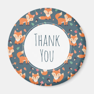 Cute Oranje Fox Animal Pattern Hartelijk dank Magneet