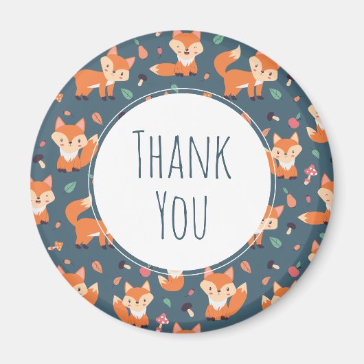 Cute Oranje Fox Animal Pattern Hartelijk dank Magneet (Voorkant)