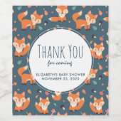 Cute Oranje Fox Animal Pattern Hartelijk dank Wijn Etiket (Enkel label)