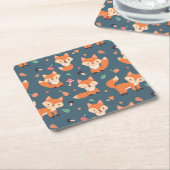 Cute Oranje Fox Animal Pattern Kartonnen Onderzetters (Schuin)