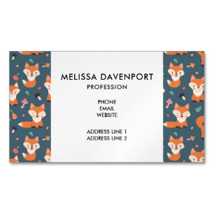 Cute Oranje Fox Animal Pattern Magnetisch Visitekaartje