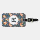 Cute Oranje Fox Animal Pattern Monogram Bagagelabel (Voorkant horizontaal)