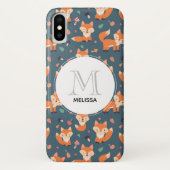 Cute Oranje Fox Animal Pattern Monogram Case-Mate iPhone Case (Achterkant)