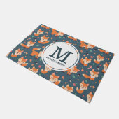 Cute Oranje Fox Animal Pattern Monogram Deurmat (Schuin)