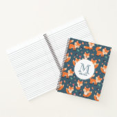 Cute Oranje Fox Animal Pattern Monogram Notitieboek (Binnen)