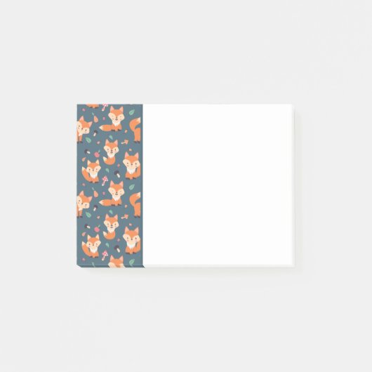 Cute Oranje Fox Animal Pattern Post-it® Notes (Voorkant)