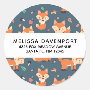 Cute Oranje Fox Animal Pattern Ronde Sticker