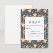 Cute Oranje Fox Animal Pattern RSVP Kaartje (Voorkant / Achterkant)