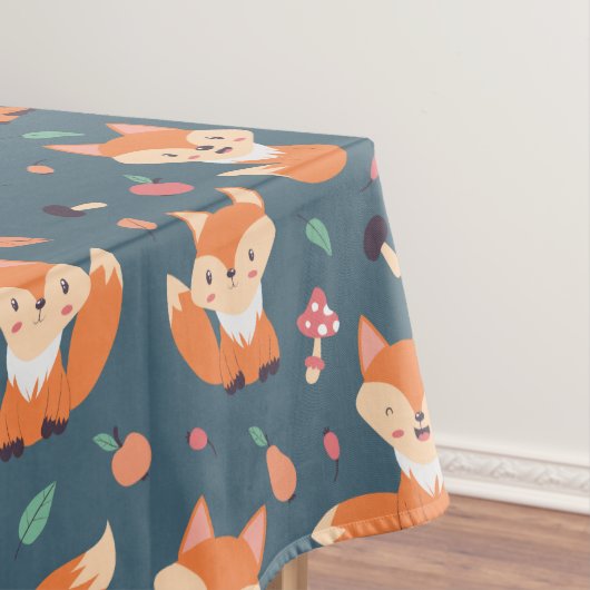Cute Oranje Fox Animal Pattern Tafelkleed (Voorbeeld)
