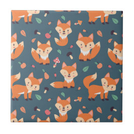 Cute Oranje Fox Animal Pattern Tegeltje