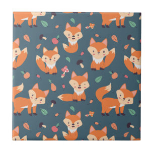 Cute Oranje Fox Animal Pattern Tegeltje
