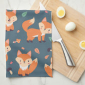 Cute Oranje Fox Animal Pattern Theedoek (Quarter Fold)