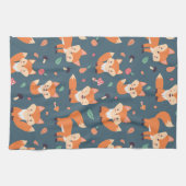 Cute Oranje Fox Animal Pattern Theedoek (Horizontaal)