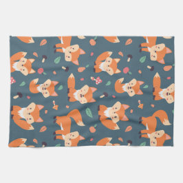 Cute Oranje Fox Animal Pattern Theedoek