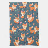 Cute Oranje Fox Animal Pattern Theedoek (Verticaal)