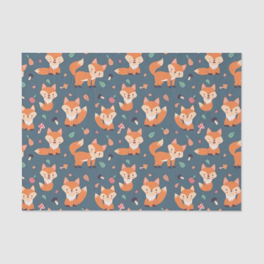 Cute Oranje Fox Animal Pattern Tissuepapier (Voorkant)