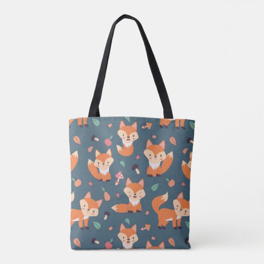 Cute Oranje Fox Animal Pattern Tote Bag (Achterkant)