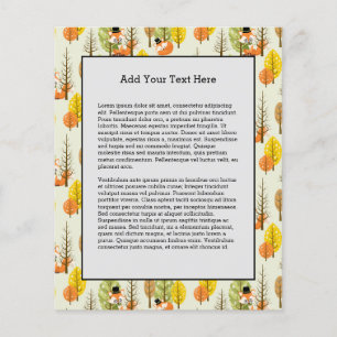 Cute Oranje Fox Autumn Trees Forest Hipster Flyer
