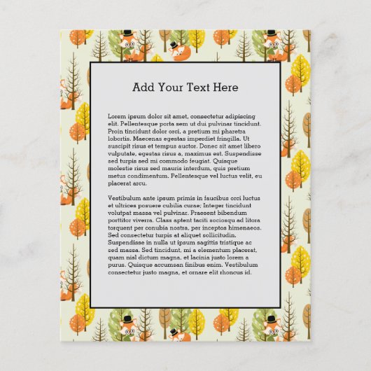 Cute Oranje Fox Autumn Trees Forest Hipster Flyer (Voorkant)
