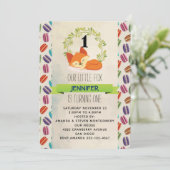 Cute Oranje Fox met Green Wreath Birthday Kaart (Staand voorkant)