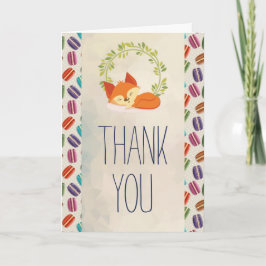 Cute Oranje Fox met Wreater Bedankt Kaart