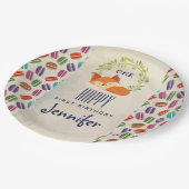 Cute Oranje Fox met Wreath Birthday Papieren Bordje (Gekanteld)