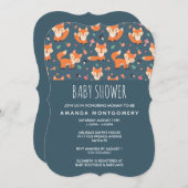 Cute Oranje Fox Pattern Baby shower Kaart (Voorkant / Achterkant)