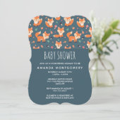 Cute Oranje Fox Pattern Baby shower Kaart (Staand voorkant)