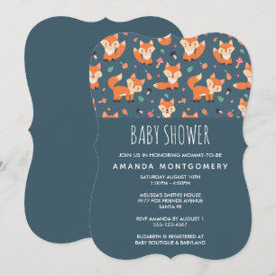Cute Oranje Fox Pattern Baby shower Kaart