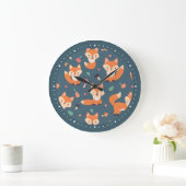 Cute Oranje Fox Pattern Grote Klok (Huis)