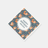 Cute Oranje Fox Pattern Happy Birthday Servet (Hoek)