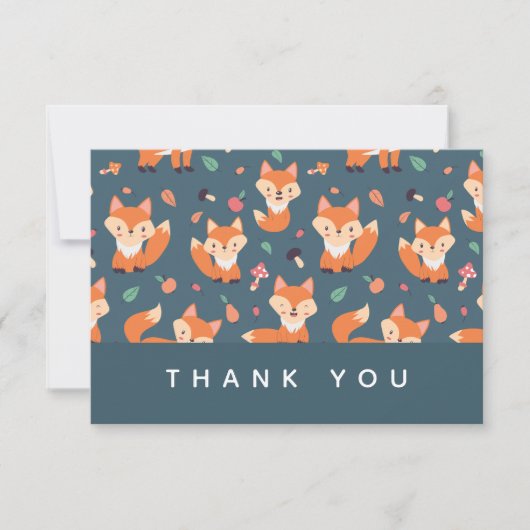 Cute Oranje Fox Pattern Hartelijk dank Bedankkaart (Voorkant)