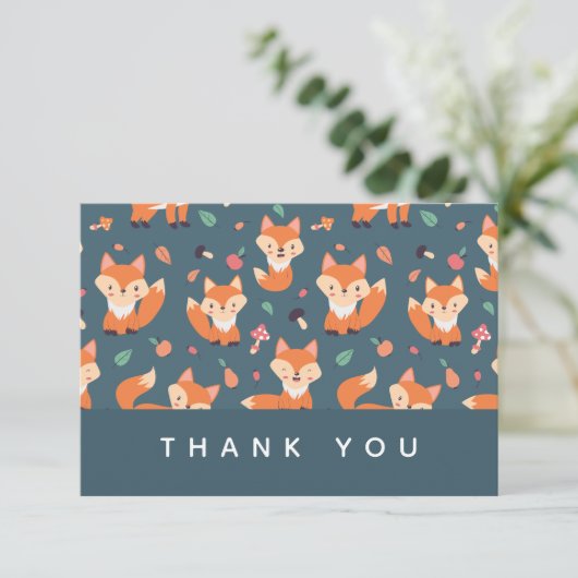 Cute Oranje Fox Pattern Hartelijk dank Bedankkaart (Staand voorkant)