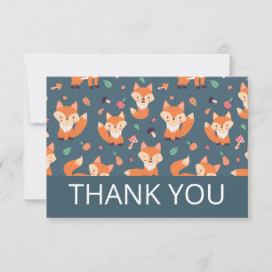 Cute Oranje Fox Pattern Hartelijk dank Bedankkaart