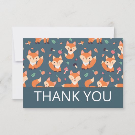 Cute Oranje Fox Pattern Hartelijk dank Bedankkaart (Voorkant)