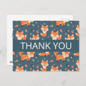 Cute Oranje Fox Pattern Hartelijk dank Briefkaart (Voorkant / Achterkant)