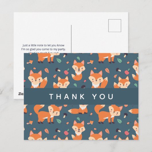 Cute Oranje Fox Pattern Hartelijk dank Briefkaart (Voorkant / Achterkant)
