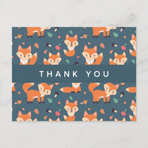 Cute Oranje Fox Pattern Hartelijk dank Briefkaart