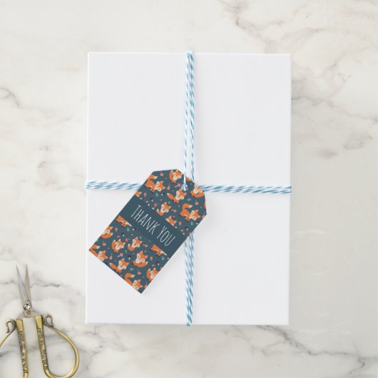 Cute Oranje Fox Pattern Hartelijk dank Cadeaulabel (Met Touw)