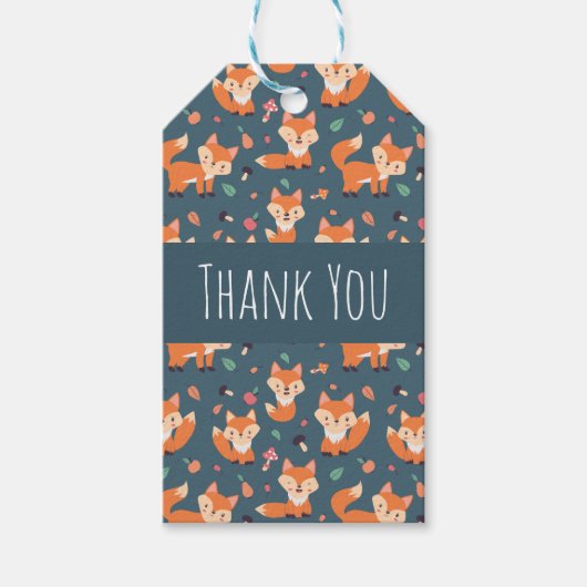 Cute Oranje Fox Pattern Hartelijk dank Cadeaulabel (Voorkant)