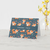 Cute Oranje Fox Pattern Hartelijk dank Kaart (Gele Bloem)