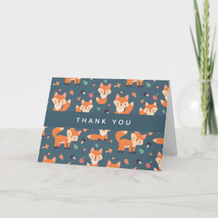 Cute Oranje Fox Pattern Hartelijk dank Kaart