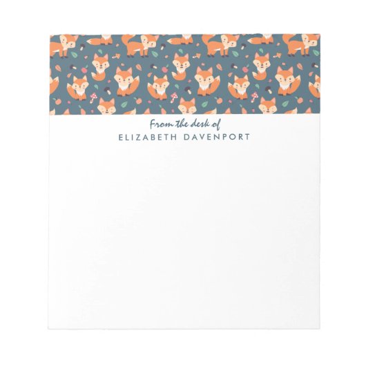 Cute Oranje Fox Pattern Illustratie Notitieblok (Voorkant)