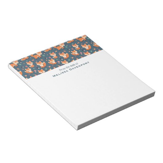 Cute Oranje Fox Pattern Illustratie Notitieblok (Schuin)