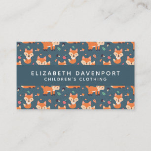 Cute Oranje Fox Pattern Illustratie Visitekaartje
