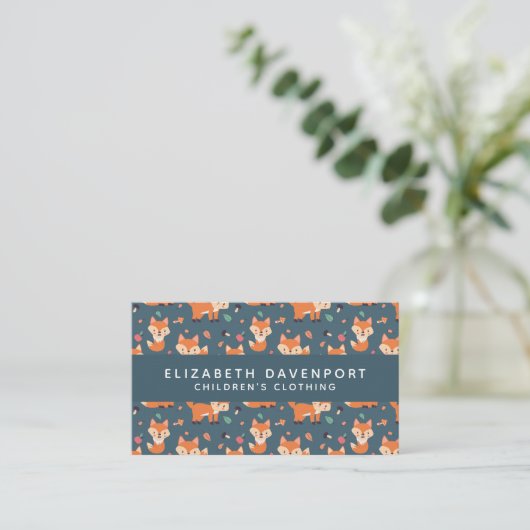 Cute Oranje Fox Pattern Illustratie Visitekaartje (Staand voorkant)